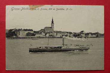 AK Gross Pöchlarn a d Donau / 1918 / Ausflugsschiff / Ortsansicht / Niederösterreich